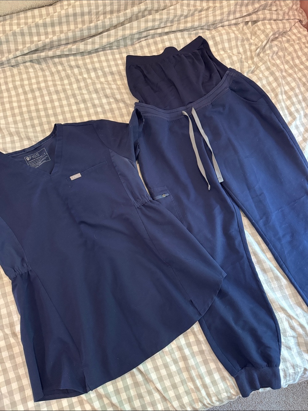 Figs Maternity Navy Blue Scrub Set